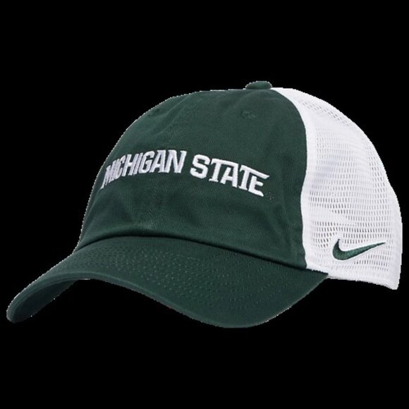 Nike Mens Michigan State Club Trucker Adjustble Cap M/L Mens Green/White NEW - Picture 6 of 6